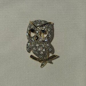 Sparkling Landau Owl Brooch